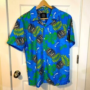 NWT My Hero Academia manga Hawaiian style button down short sleeve shirt sz L